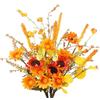 CEWUDA 3 Pz Fiori Artificiali per Decorazioni Autunnali Fiori Finti da Interno ed Esterno Arancione Girasoli Margherite Bouquet Fiori Finti Mazzi per Casa Vaso Nozze Festa Tavolo Centrotavola Cimitero