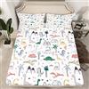 Loussiesd Set di lenzuola con angoli a forma di dinosauro, 90 x 200 cm, per bambini, ragazze, ragazzi, graziosi dinosauri, decorazione per la camera da letto, 1 federa