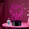 HooJtny Kitty Lampada 3D LED con Telecomando, Luce Notturna Bambina 16 Colori RGB, Lampada da Comodino per Ragazze, Regalo per Bambini