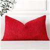Artscope 1 Pezzi Federe per Cuscini in Velluto a Coste Elegante Copricuscini Decorativo per Domestica Soggiorno Camera da Letto Divano 30x50cm, Rosso