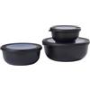 Mepal - Set di 3 Contenitori Cirqula Rotondo - Contenitori per Alimenti con Coperchio - Adatti come Contenitori Ermetici per Frigo, Freezer, Microonde - 350 ml, 750 ml & 1250 ml - Nordic black