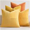 EMEMA Set di 4 federe decorative in velluto a coste, autunnale, patchwork, 50 x 50 cm, per divano, poltrona, casa, camera da letto, serie arancione
