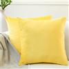 Encasa XO Set 2 pezzi di coperture ammortizzanti in VELLUTO (40x40 cm), Giallo limone- semplici, resistenti, morbide e liscie, lavabili, a grandi quadrati decorativi, cuscino federa per divano, sofa