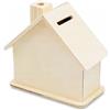 Wooden World - Salvadanaio in Legno a Forma di Casetta: Risparmia con il Nostro Contenitore per Soldi - Perfetto per Fai-da-te Creativo - 10,5 x 11 x 6 cm