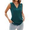 Famulily Canottiere senza maniche da donna plissettate con scollo a V casual gilet estive, Blu, M