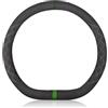 Ergocar Forma D Coprivolante per Auto Antiscivolo Sportivo Protezione per Volante Auto Pelle Scamosciata Inverno Caldo Universale per Forma D Coprivolante Diametro 38 cm (15 ) (Nero Verde)