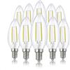 Hellum LED Lampadina a Candela C35, 10 pezzi, 2W lampadina filamento LED, base E14, vintage lampada bianco caldo 2700 K, trasparente, 207101