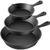 MEETOZ Set di pentole in ghisa di pretrattamento 3 pezzi in ghisa antiaderente - Set di pentole professionali di qualità per ristoranti e chef - 15.2 cm, 20.3 cm, 25.4 cm, cuocere pizza, ecc