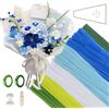 SJUNJIE 400 Pezzi Scovolini Colorati per Lavoretti 5 Colori Pipe Cleaner Blu con 30 Steli per Fiori Finti 400 Stami 2 Nastro Adesivo Nastri e Carta da Regalo Bastoncini Decorativi in Ciniglia