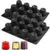 YXHZVON 2 Stampi Mini Cannelé in Silicone, 12 Cavità in Silicone per Cioccolatini, Stampi per Muffin per CanneléS, Muffin, Pudding, Cupcake, Pane (Nero)
