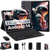 DMOAO Tablet Android 14 con 22GB RAM+128GB ROM(1TB TF, Tablet 10 Pollici con Widevine L1, Octa-Core 2.0GHZ, 5G Wi-Fi, GPS, 8000mAh, 8MP+5MP, Bluetooth 5.0, USB-C,con Tastiera, Marrone
