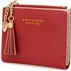 CHAOFANXI Portafoglio Donna Borsetta Portamonete Sottile Pochette Piccolo Portafogli in Pelle Squisita PU con Cerniera e chiusura a Scatto Scomparti per Carte Multipli, Rosso