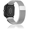 Niboow 20mm Cinturino per Amazfit GTS 4/GTS 3/GTS 4 Mini/GTS 2 Mini/GTS 2/GTS 2e, Acciaio Inossidabile Metallo Magnetico Cinturino per Amazfit Bip 3 Pro/Bip Lite/Bip S/Bip U Pro/Bip S Lite-D'Argento