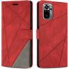 SONWO Cover per Redmi Note 10 4G / Redmi Note 10s, Flip Caso in PU Pelle Case Cover Custodia con Slot per Schede e Supporto Stand per Redmi Note 10 4G / Redmi Note 10s, Rosso