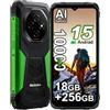 Blackview FORT 1 18GB+256GB Rugged Smartphone Android 15, 11000mAh Cellulare Robusto, Fotocamera AI 16MP Android Telefono 4G, 6.56 HD+ Cellulari Resistente IP68,Dual SIM,5G WIFI,NFC,OTG,GPS, Verde