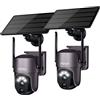 Xega Telecamera di sicurezza solare Wireless all'aperto 2 pezzi, 2K Super HD PTZ Telecamera di sorveglianza Wi-Fi Sicurezza domestica Visione notturna a colori PIR Rilevamento umano