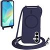 FMPCUON FNPCUON Cover Magnetica Silicone per Samsung Galaxy A25 con Cordino,Compatibile con MagSafe,Custodia con Laccio Collana Tracolla Collo Sottile TPU Antiurto Protettiva Case con Corda.Blu
