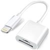 Wahbite Da Apple Lightning a SD e TF Card Reader Dual Slot per iPhone/iPad, 2 in 1, Micro SD TF Memory Card, Trail Camera Viewer, Lettore di schede SD, Plug and Play