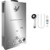 PEIXU 18L Scaldacqua a Gas Propano GPL Argento Riscaldatori di Acqua a Gas Liquefatto Butano 36KW,Scaldabagno Istantaneo Senza Serbatoio,per Campeggio,Camper,Casa,Uscita Dell'acqua Calda 18L/min