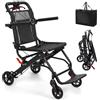 gihusrzx Sedia a rotelle ultra sottile per adulti, leggera, pieghevole, portatile, per viaggiare facilmente, stretta, leggera, pieghevole, colore: nero