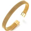 COOLSTEELANDBEYOND Elastico Regolabile, Oro Maglia Cavo Braccialetto del Polsino, Bracciale da Uomo Donna, Acciaio Inossidabile