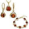 Copal Set Di Gioielli Da Donna Con Pendente In Ambra Argento Dorato Orecchini Bracciale
