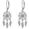 VONALA Orecchini acchiappasogni per donna e ragazza, in argento Sterling turchese/pietra di luna/cristallo piuma goccia orecchini boho gioielli regalo per donne adolescenti ragazze, 35*11.5mm, Argento