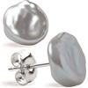 SECRET & YOU - Orecchini donna perla coltivata d'acqua dolce Keshi bianco e grigio - Argento sterling 925 - Disponibile in 10 taglie da 7-8 mm a 15-16 mm