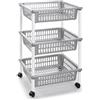 DRW Verdulero Carrello cucina 3 cestini PVC argento 40x30x61,5 cm