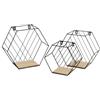 DRW Set di 3 ripiani da parete in metallo e MDF in nero