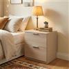 Dmora - Comodino Syracuse, Comodino moderno a 2 cassetti, Tavolino da notte, Comò basso per camera da letto, 38x34h45 cm, Rovere