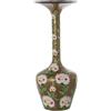 DRW Vaso da pavimento in metallo ferro con fiori in marrone e bianco Ø49x118 cm
