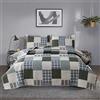 Jessy Home Set copriletto queen size set biancheria da letto copriletto leggero plaid patchwork biancheria da letto reversibile trapunta a righe stile trapunte da uomo copriletto morbido traspirante