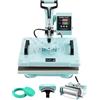 VEVOR Macchina per Trasferimento Termico 300 x 380 mm Macchina per Pressatura a Caldo con Pressa a Tamburo 0,85 kg Pressatura per Magliette Oscillante a 360° per Magliette/Tazze/Piatti, Verde