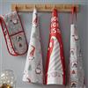 Catherine Lansfield - Set di 4 strofinacci da cucina con gnomi di Natale in cotone, 50x75cm, colore: grigio e rosso
