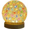Qcwwy Lampada da Tavolo a Mosaico, Luce Notturna Sferoidale Frammenti di Vetro Colorato Stile Mosaico Lampada da Comodino in Vetro a Mosaico Fatto a Mano Lampada da Scrivania USB per la