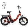 Fafrees Bici Elettrica Pieghevole Donna Uomo, 36V 16Ah Bicicletta Elettrica 3.0 Fat Bike Ebike da Città, 90-120KM Pedalata Assistita E-bike MTB, 7 Velocità, F20 Upgrade Rosso