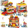 HOGOKIDS City Camion degli Hamburger - Set di Costruzioni 2 in 1 con Carrello dei Gelati e Ristorante, Tavoli e Sedie, Playset per Bambini, Ragazzi e Ragazze (826 Pezzi)