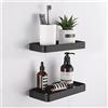 HANFU Mensola Doccia, Mensole Bagno Senza Foratura Montaggio a Muro con Alluminio Scaffale e Vetro Smerigliato, Mensola Bagno Autoadesivo di bagnoschiuma Shampoo Mensole Doccia 2 Pezzi, 25cm Nero