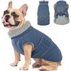 Hjumarayan Cappottino Cane Taglia Media - Cappotto Imbottito Invernale Giubbotto Cani, Cappotto Pile Cane Giacca per Cani Taglia Media Bulldog Francese, Blu-grigio L