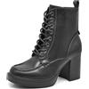 IF FASHION Stivaletti Tronchetti Anfibi da Donna In Pelle Sintetica Con Tacco Grosso GR-6663 nero N.39