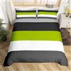 Loussiesd Set di biancheria da letto per bambini con motivo geometrico astratto a righe grigie e verdi, copripiumino per bambini, donne, uomini, camera da letto, moderno, geometria, quadrato, decorativo, set di