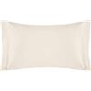 VANITA' DI RASO Coppia di federe a 2 volani (2 pezzi) Set 2 federe a 2 volani copricuscino guanciale letto 50 x 80 cm in puro raso di cotone Made in Italy (PANNA)