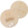 nagu® Regalo di Nascita Personalizzato Neonato. Targa in Legno 12 cm con Stelle o Cuori, "Hello World" e Nome. Set Regalo Neonato Personalizzato per Bimba o Bimbo con Lettere Adesive