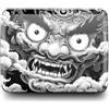 ÖGON -DESIGNS- Portafoglio in alluminio, grande capacità con chiusura in metallo, protezione RFID contro frodi e smagnetizzazione, modello Smart Case Oslo Large, Tatuaggio Demon Incisione, taglia