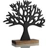com-four® Supporto Decorativo per Albero - Albero in Metallo su Base in Legno di Mango - Albero Decorativo in Metallo da Tenere in Piedi - Albero della Vita da Regalare (Nero - Albero)