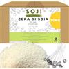 Soj 100 stoppini, 20 kg, cera di soia in pastiglie, speciale per candele colate, senza OGM, confezionata a Marsiglia, cera per candele, cera vegetale.