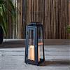 Lights4fun Lanterna Solare in Metallo Nero de 29,5 cm con Candela LED Fiamma Tremolante Decorazione per Giardino Balconi Esterni