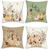 Bonhause Federe per Cuscini Zucca Autunno 45 x 45 cm Corona di Foglie Floreale Poliestere Lino Decorativo per Divano Letto Casa Giardino Esterno Set di 4