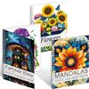 Aannanl 3 Pezzi Libri da Colorare per Adulti - Mandala & Fiori,Anti Stress